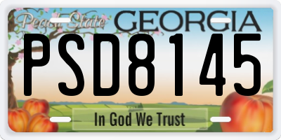 GA license plate PSD8145