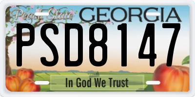 GA license plate PSD8147