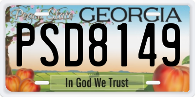 GA license plate PSD8149