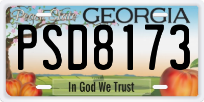 GA license plate PSD8173
