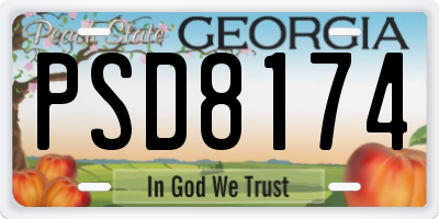 GA license plate PSD8174