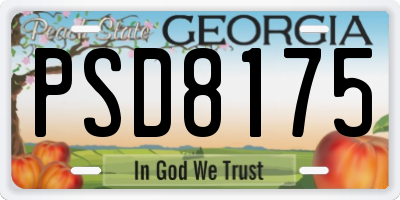 GA license plate PSD8175