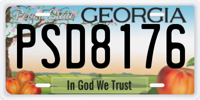 GA license plate PSD8176