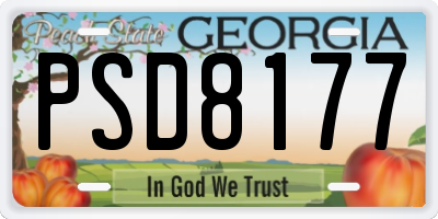 GA license plate PSD8177