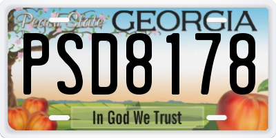 GA license plate PSD8178
