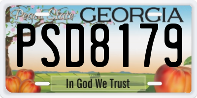 GA license plate PSD8179