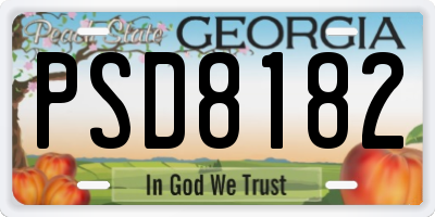 GA license plate PSD8182