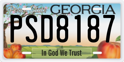 GA license plate PSD8187