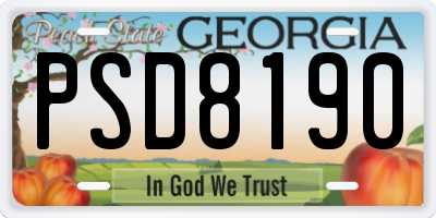 GA license plate PSD8190