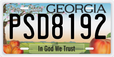 GA license plate PSD8192