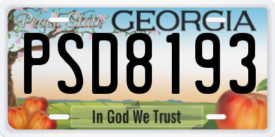 GA license plate PSD8193