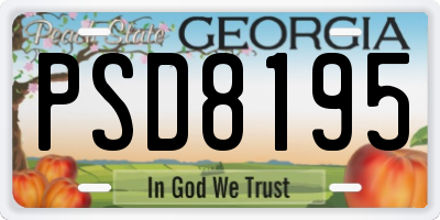 GA license plate PSD8195