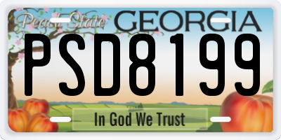 GA license plate PSD8199