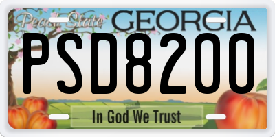 GA license plate PSD8200
