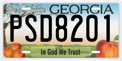 GA license plate PSD8201