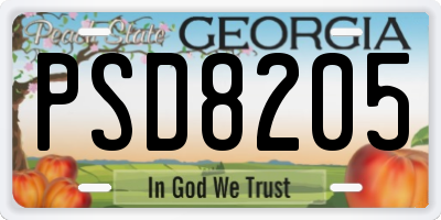 GA license plate PSD8205
