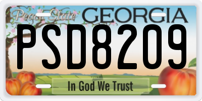 GA license plate PSD8209