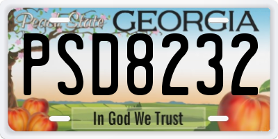GA license plate PSD8232