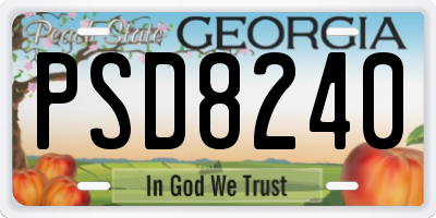 GA license plate PSD8240