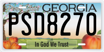 GA license plate PSD8270