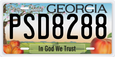 GA license plate PSD8288