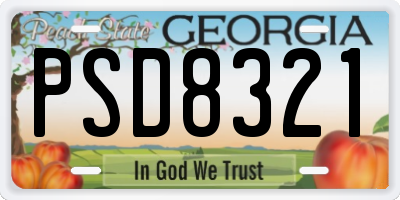 GA license plate PSD8321