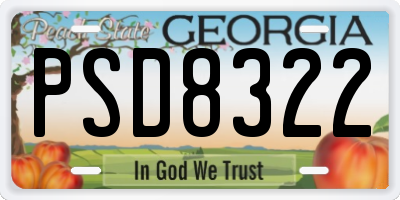 GA license plate PSD8322