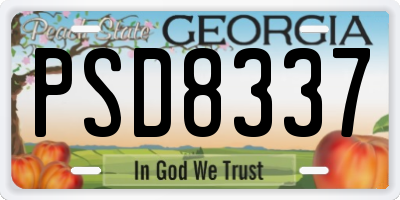 GA license plate PSD8337