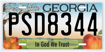 GA license plate PSD8344