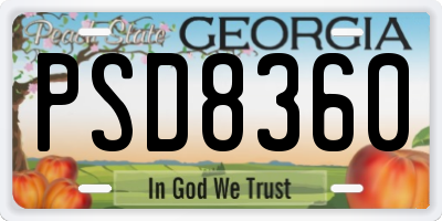 GA license plate PSD8360