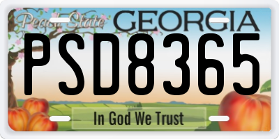 GA license plate PSD8365