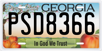 GA license plate PSD8366