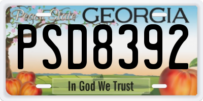 GA license plate PSD8392