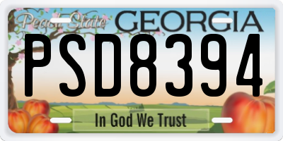 GA license plate PSD8394