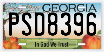 GA license plate PSD8396