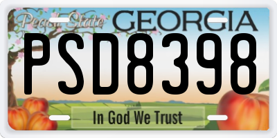 GA license plate PSD8398