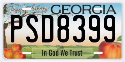 GA license plate PSD8399