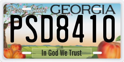 GA license plate PSD8410