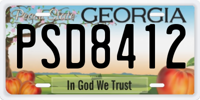 GA license plate PSD8412