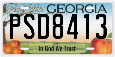 GA license plate PSD8413