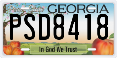 GA license plate PSD8418