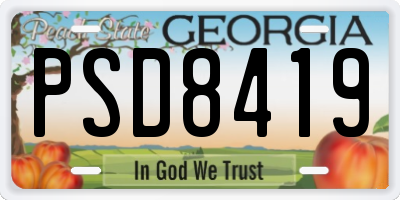GA license plate PSD8419