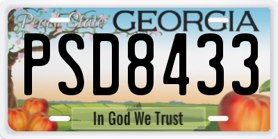 GA license plate PSD8433