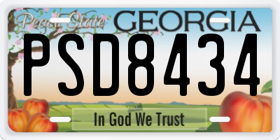 GA license plate PSD8434