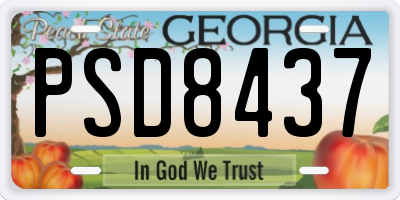 GA license plate PSD8437