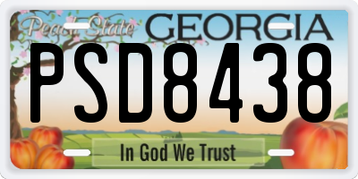 GA license plate PSD8438