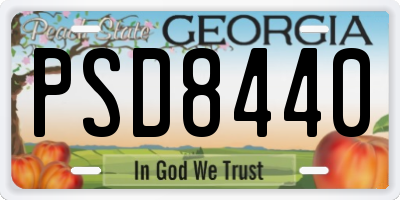 GA license plate PSD8440