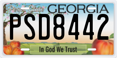 GA license plate PSD8442