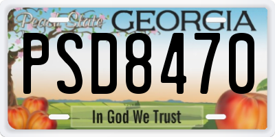 GA license plate PSD8470