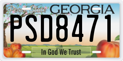 GA license plate PSD8471